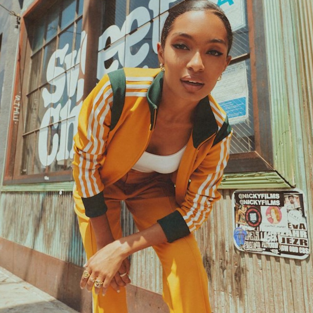 Adidas YARA SHAHIDI Unisex Varsity Track Top Jacket Size S Gold/Green BNWT!